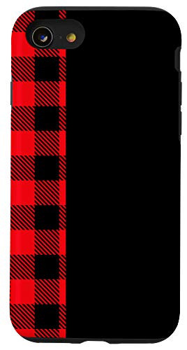 iPhone SE (2020) / 7 / 8 Red Buffalo Check Flannel Plaid Stripe On Black Case