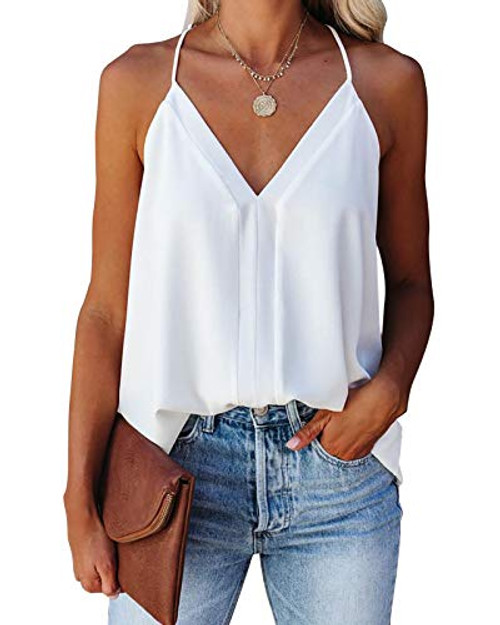 TECREW Women's V Neck Spaghetti Straps Tank Top Colorblock Strappy Sleeveless Blouse Shirts TECREW Women's V Neck Spaghetti Straps Tank Top Colorblock Strappy Sleeveless Blouse Shirts