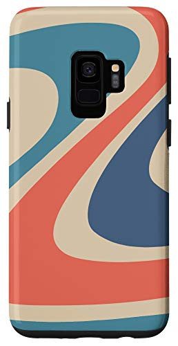 Galaxy S9 Liquid Swirl Retro Pattern In Blue-Orange  and  Beige Color Case