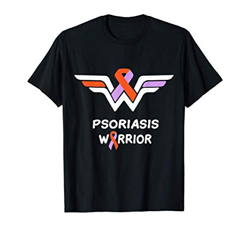 Psoriasis Awareness Warrior Support Lavender  and  Orange Ribbon T-Shirt