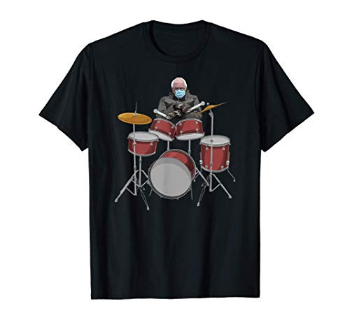 Bernie Sanders Drumset Funny Drums Lover Drummer Musician T-Shirt