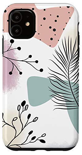 iPhone 11 Modern Boho Aesthetic Design Abstract Pastel Colors Floral Case