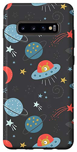 Galaxy S10plus Outer space stars moon planets alien space ship design Case