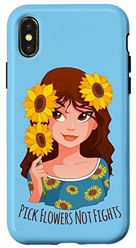 iPhone X/XS Funny Be Kind Pick Flowers Not Fights Hippie Kindness Gift Case