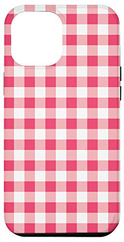 iPhone 12 Pro Max Pink  and  White Gingham Check Pattern Case