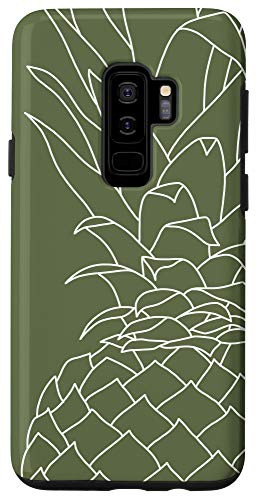 Galaxy S9plus Pineapple Tropical Fruit Line Art Modern Olive Khaki Green Case