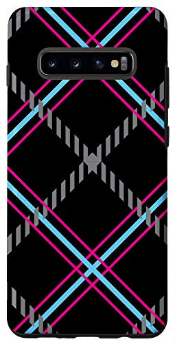Galaxy S10plus Pink Blue Black Buffalo Check Plaid Gingham Quilt Pattern Case