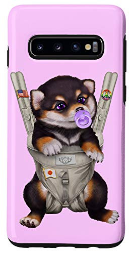 Galaxy S10 Black Tan Shiba Inu Dog in Baby Carrier with Pacifier Case