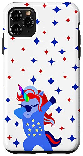 iPhone 11 Pro Max Dabbing American Unicorn with Red and Blue Stars, MbASSP Case