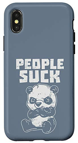 iPhone X/XS People Suck Panda Slate Gray Case