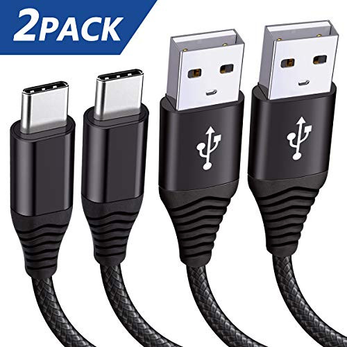 Bununs USB C Cable, Type C Cable 2 Pack 6FT USB C to A 2.0, Nylon Braided Type C Charger Cord with Cable Organizer, Fast Charging for Samsung, Nintendo, OnePlus, Sony, Huawei - Grey