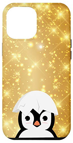 iPhone 12 Pro Max Penguin Egg Shell Yellow Star Pattern Case