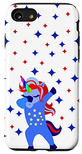 iPhone SE (2020) / 7 / 8 Dabbing American Unicorn with Red and Blue Stars, MbASSP Case