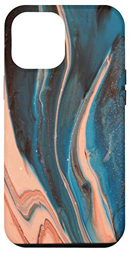 iPhone 12 Pro Max Blue and Tan Colored Paint Abstract Design Case