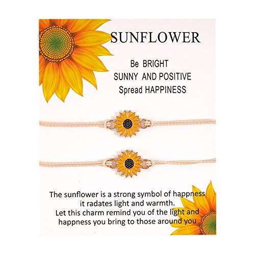 cmoonry Handmade Boho Style Sunflower Bracelet Friendship Jewelry for Women Girl Gift for Family Friends (Beige Rope) cmoonry Handmade Boho Style Sunflower Bracelet Friendship Jewelry for Women Girl Gift for Family Friends (Beige Rope)
