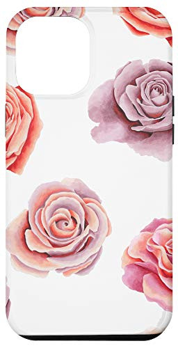 iPhone 12 Pro Max Violet Purple and Rose Red Floral Rose Pattern Case