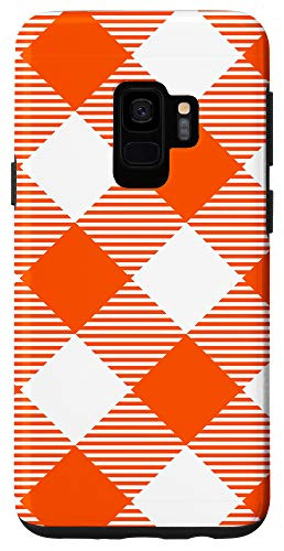 Galaxy S9 Orange Buffalo Flannel Check Plaid Gingham Quilt Pattern Case
