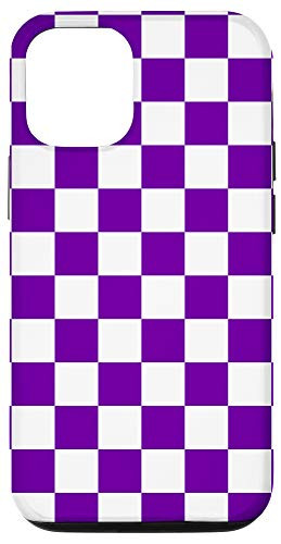 iPhone 12/12 Pro Checkered Phone Case Check Plaid Black and Purple Case