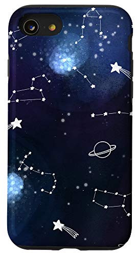 iPhone SE (2020) / 7 / 8 Galaxy Constellations Astronomy Stars Sky Doodle Moon Design Case