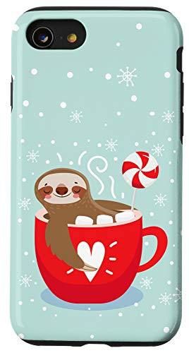 iPhone SE (2020) / 7 / 8 Cute Winter Sloth Hot Chocolate Coffee Mug Christmas Case