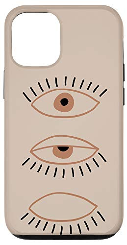 iPhone 12/12 Pro Abstract Minimalist Eyes Simple Boho Print Pastel Beige Case