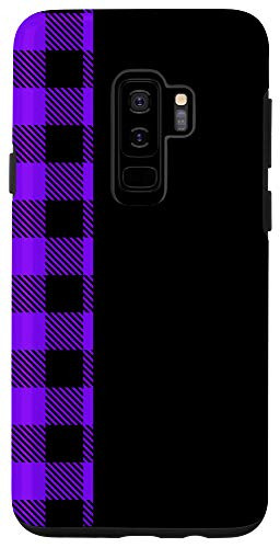 Galaxy S9plus Purple Buffalo Check Flannel Plaid Stripe On Black Case