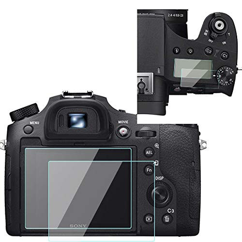 WH1916 Glass LCD Screen Protector Accessories Compatible for Sony RX10 Makr V IV III II TOP & LCD Screen, Tempered Glass Film for Sony rx10m5 rx10 m4 m3 m2 (2PCS Top +2PCS LCD Screen)