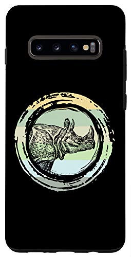 Galaxy S10plus Vintage Rhino Retro Wild Animals Art Rhinos Lovers Gift Case