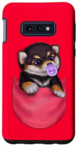 Galaxy S10e Black Tan Shiba Inu Dog in Pocket with Pacifier Case