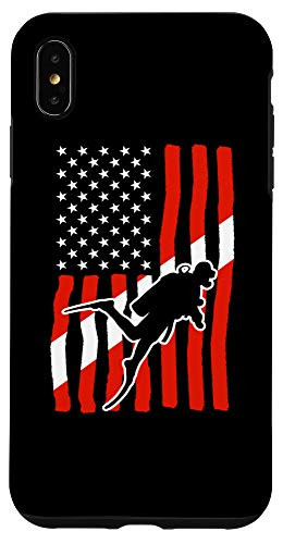 iPhone XS Max Diver Down Dive Patriotic Scuba Diving American Flag Gift Case