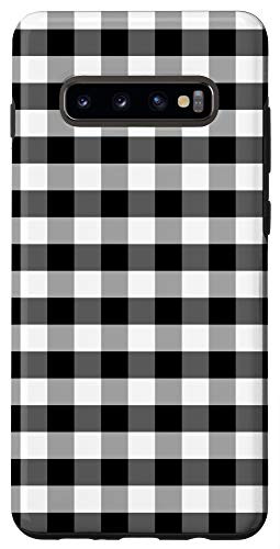 Galaxy S10plus Jumbo Jet Black Gingham Check Square Pattern Case