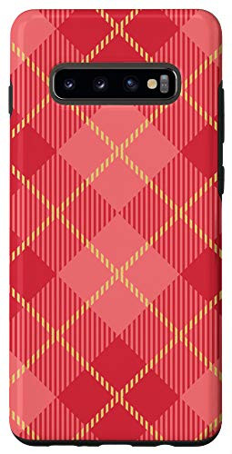 Galaxy S10plus Pink Yellow White Buffalo Check Plaid Gingham Quilt Pattern Case