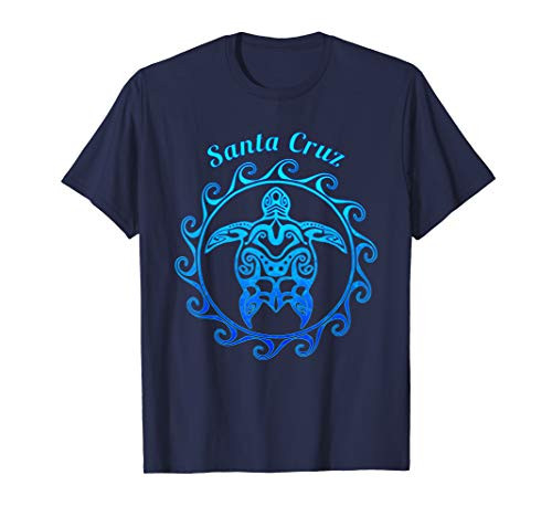 Santa Cruz California Ocean Blue Tribal Turtle T-Shirt