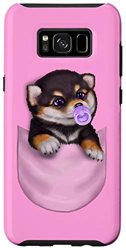 Galaxy S8plus Black Tan Shiba Inu Dog in Pocket with Pacifier Case