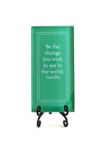 Lifeforce Glass Be The Change You Wish to See in The World Inspirational Glass Plaque. Encouragement and Motivation for Your Desk, a Gift for Someone Special. Includes a Folding Easel Green.
