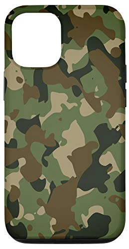 iPhone 12/12 Pro Green Brown Tan Camouflage Pattern Trendy Hunting Military Case