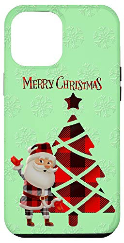 iPhone 12 Pro Max Christmas Tree with Plaid  and  Santa Claus Print Case