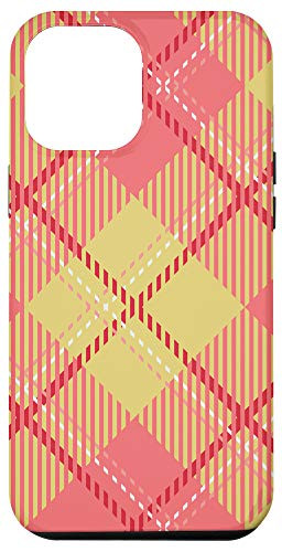 iPhone 12 Pro Max Pink Yellow White Buffalo Check Plaid Gingham Quilt Pattern Case