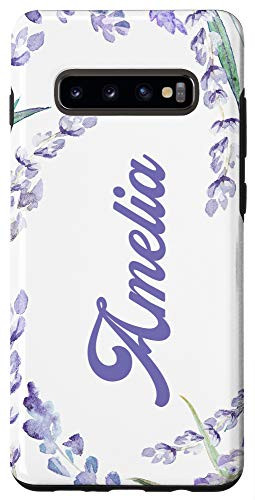 Galaxy S10plus Amelia Name Personalized Floral Lavender Watercolor Case