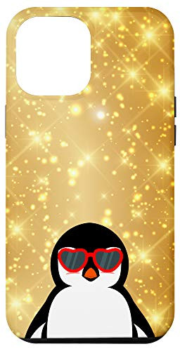 iPhone 12 Pro Max Penguin Red Love Heart Glasses Yellow Star Pattern Case