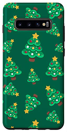 Galaxy S10plus Xmas Tree Ornament Star Christmas Pattern Gift Green Phone Case