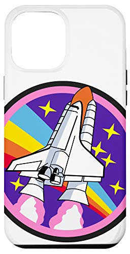iPhone 12 Pro Max Spaceship Vintage Retro Rocket with Rainbow  and  Stars Case