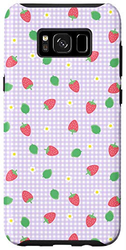 Galaxy S8plus Strawberries Lavender Gingham Kawaii Cottagecore Pastel Case