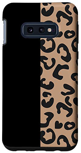 Galaxy S10e Cheetah Leopard Patterns Tan Brown Case Cat Half Black Case