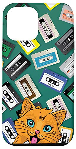 iPhone 12 Pro Max Happy Orange Cat Vintage Retro Cassette Tape Classic Pattern Case