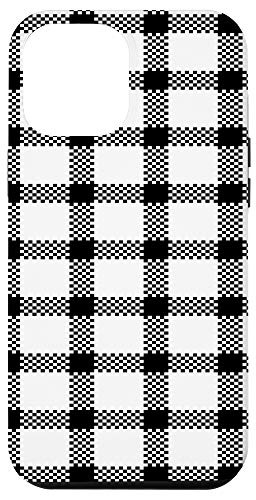 iPhone 12 Pro Max Black Plaid Flannel Check Buffalo Gingham Quilt Pattern Case