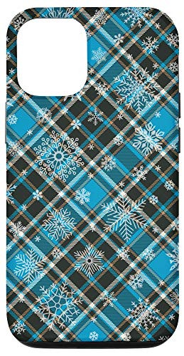 iPhone 12/12 Pro Christmas Plaid Tartan Aqua Buffalo Check Snow Pattern Gift Case