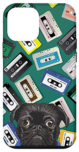 iPhone 12 mini Black Pug Vintage Retro Cassette Tape Classic Pattern Case