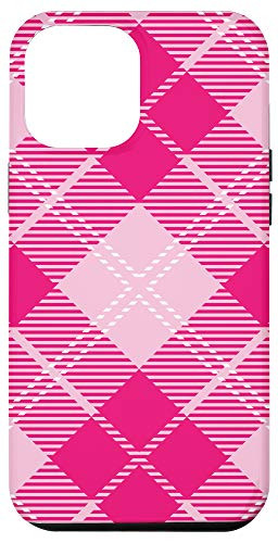 iPhone 12 Pro Max Pink White Red Buffalo Check Plaid Gingham Quilt Pattern Case