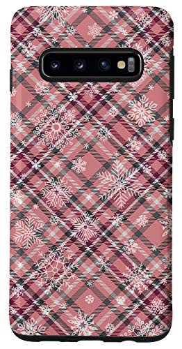 Galaxy S10 Christmas Plaid Tartan Pink Buffalo Check Snow Pattern Gift Case